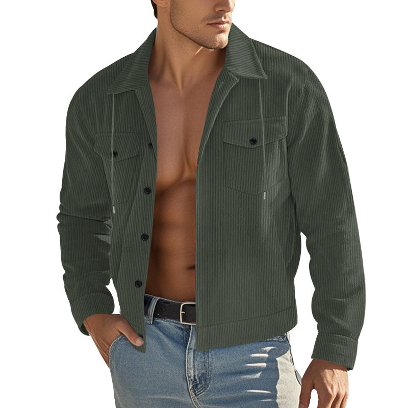 Herren nan Cord-Überhemdjacke mit Kentkragen, Druckknopfverschluss und aufgesetzten Brusttaschen Echo Archiv