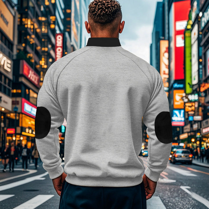 Herren Fleece-Pullover mit Reißverschluss und kontrastierenden Ärmeln Echoarchiv