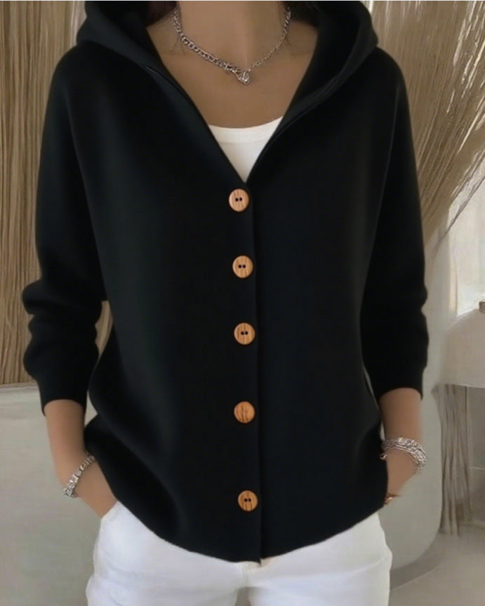 Damen nan Kapuzen-Cardigan mit Knopfleiste und lässiger Oversize-Passform Echo Archiv