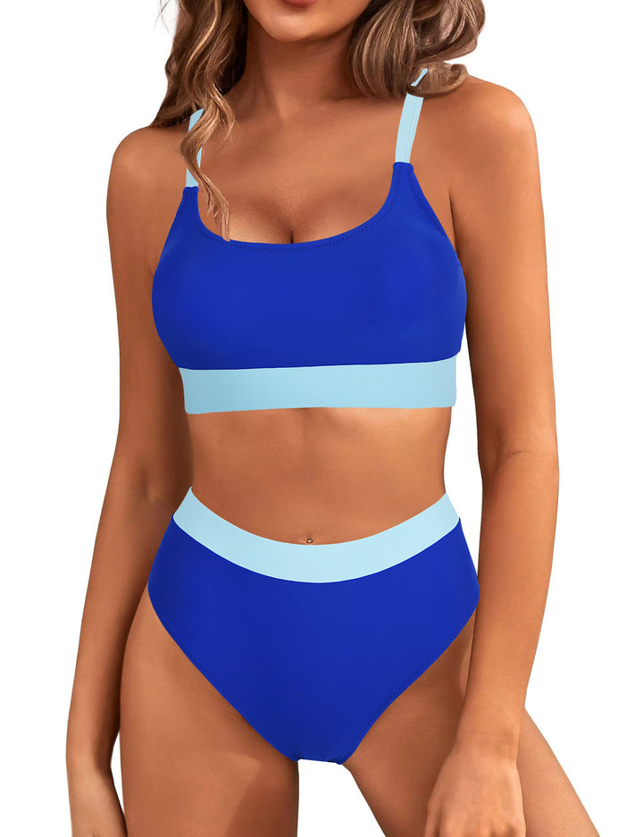 Damen Bikini-Set mit farbblockierendem Design und hohem Bund Echo Archiv