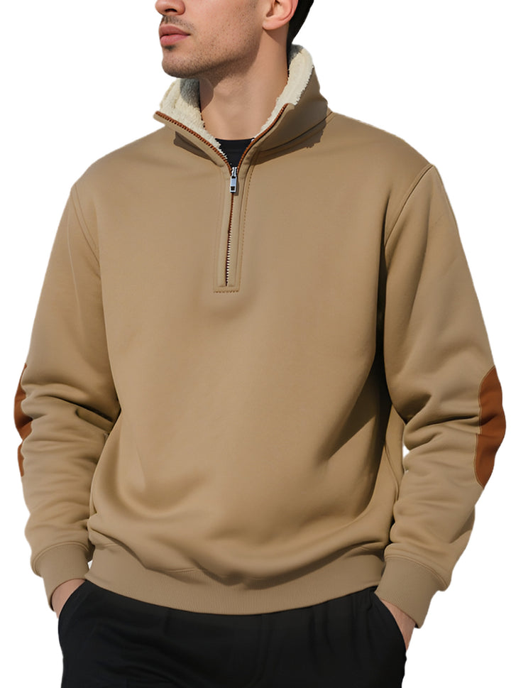 Herren Fleece-Pullover mit hohem Kragen und eleganten Kontrastdetails Echoarchiv