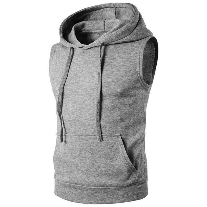 Herren ärmelloses Kapuzenshirt mit geräumiger Kängurutasche und atmungsaktiven Materialien Echoarchiv