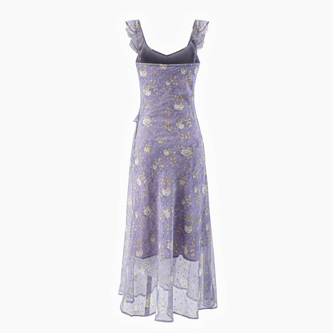 Damen Maxikleid mit romantischem Rüschensaum und floralem Muster Echo Archiv