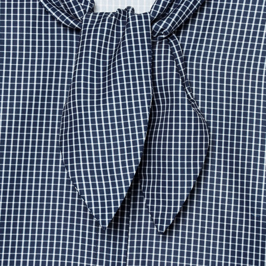 Damen Karierte Bluse mit Schleifenkragen und durchgehender Knopfleiste Echoarchiv
