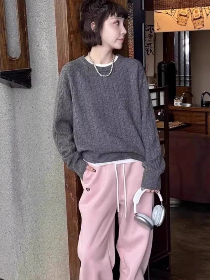 Damen Zopfstrick-Pullover aus Baumwoll-Mix mit legerer Oversize-Silhouette Echoarchiv