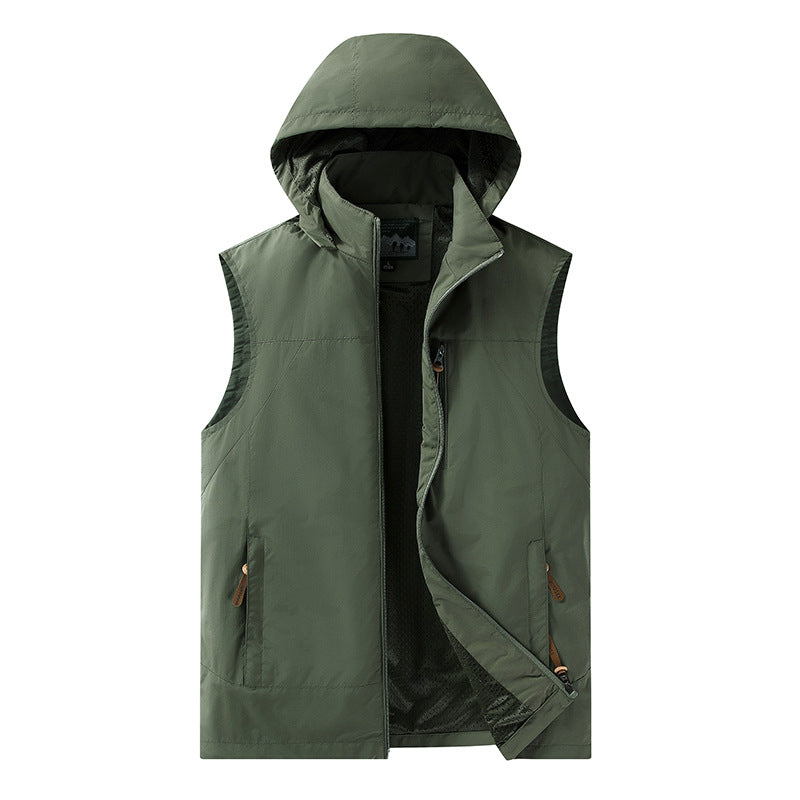 Herren Leichte outdoor‑Weste mit Kapuze, atmungsaktivem Meshfutter und wasserabweisender Shell Echo Archiv