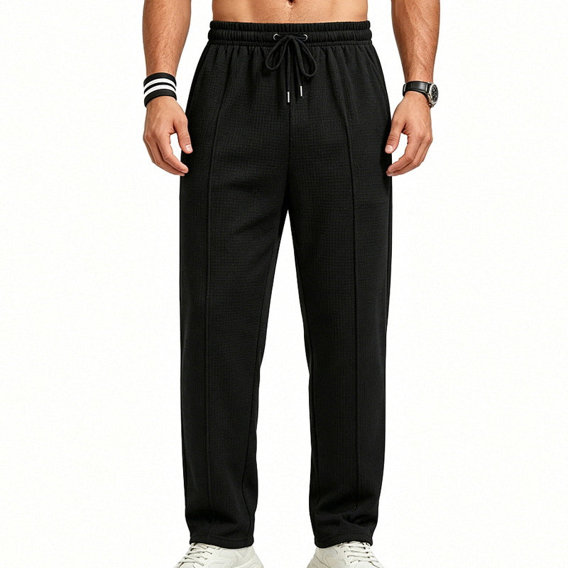 Herren Texturierte Relax-Fit Jogginghose mit Bügelfalte und Kordelzug – Sorevano