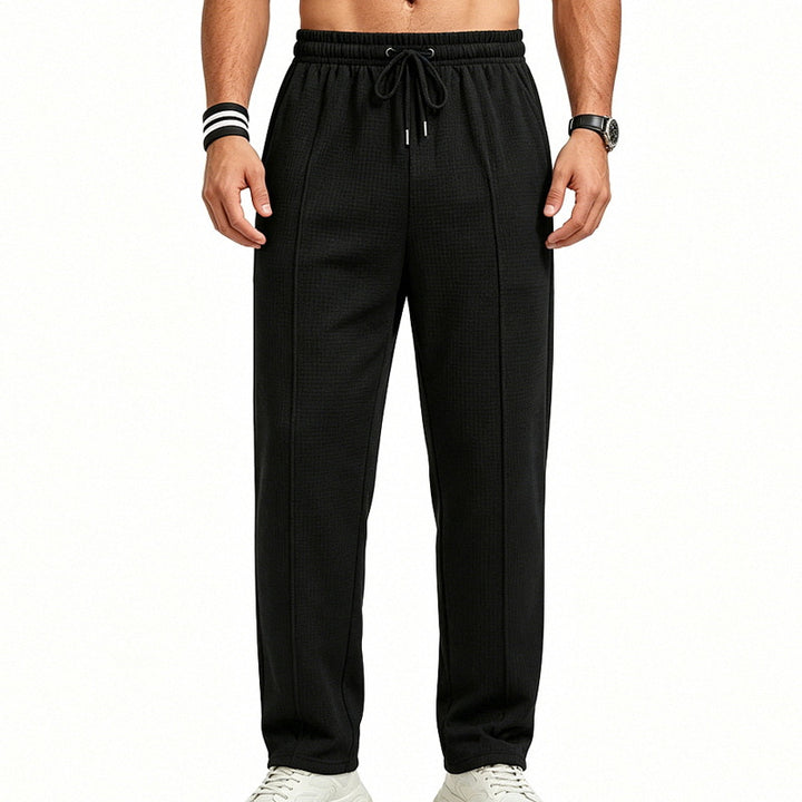 Herren Texturierte Relax-Fit Jogginghose mit Bügelfalte und Kordelzug – Sorevano