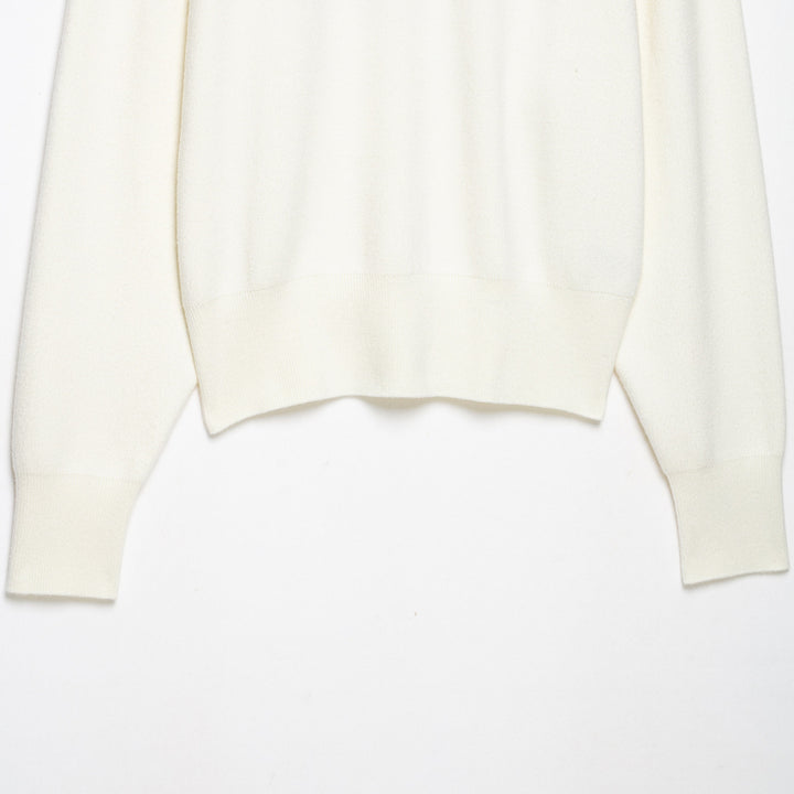 Damen Cropped Oversize-Strickpullover mit halbem Metallreißverschluss und Funnelkragen Echoarchiv