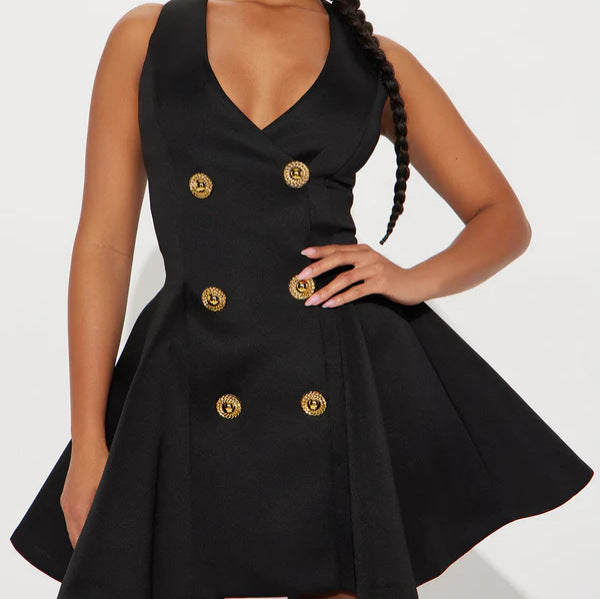Damen Minikleid mit doppelter Knopfleiste und ausgestelltem Rock Echo Archiv