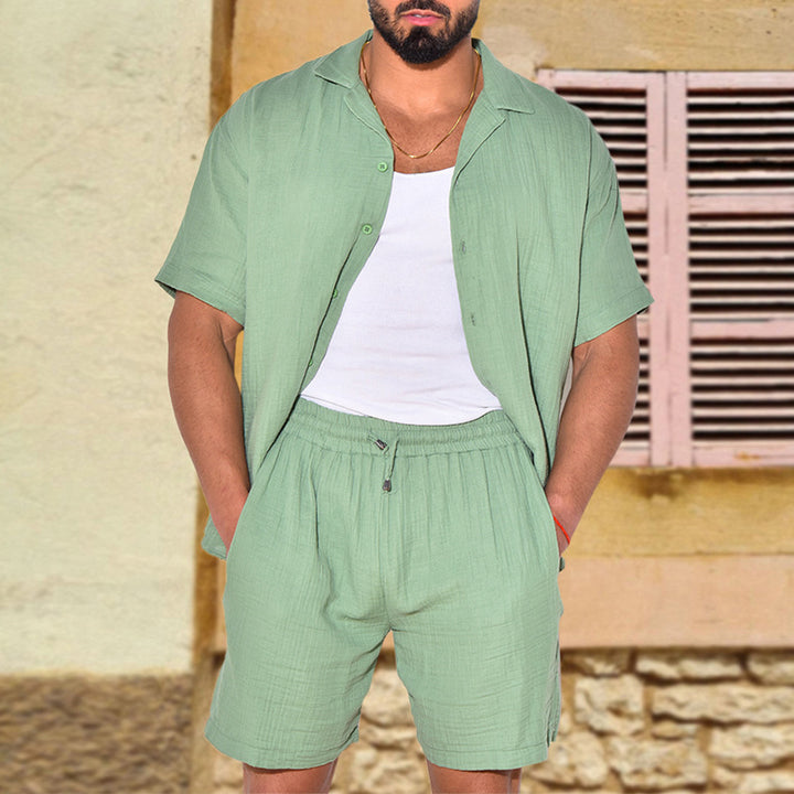 Herren luftiges Kurzarmhemd und Shorts Set aus leichtem Gewebe Echoarchiv