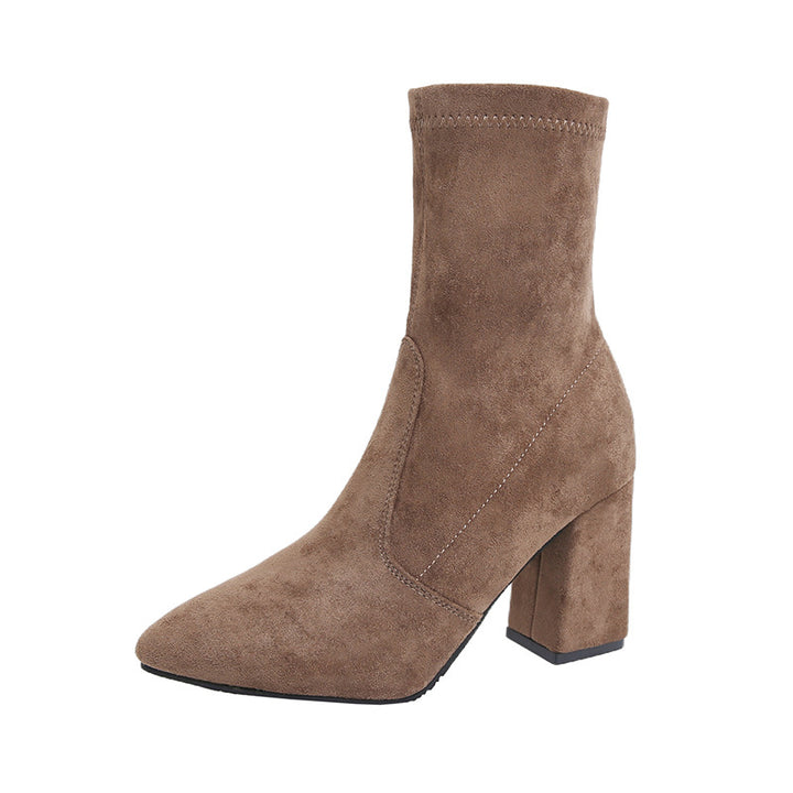 Damen nan knöchelhohe Stretch-Stiefelette mit spitzer Vorderkappe und komfortablem Blockabsatz Echo Archiv