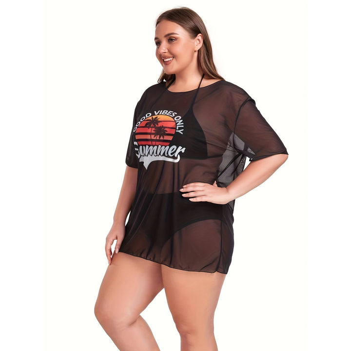 Damen Transparente Strandbluse mit sommerlichem Aufdruck Echo Archiv