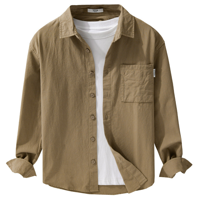 Herren Casual-Hemdjacke aus leichtem Baumwoll-Twill mit aufgesetzter Brusttasche und entspannter Passform Echoarchiv