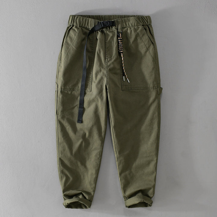 Herren Tapered-Cargohose im Utility-Stil mit gekrempeltem Saum und elastischem Bund Echoarchiv