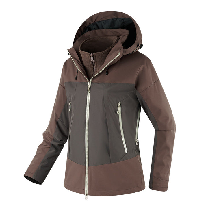 Damen zweilagige Softshell-Jacke mit herausnehmbarer Fleece-Innenjacke und verstellbarer Kapuze Echoarchiv