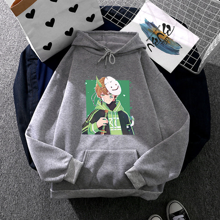 Damen Kapuzenpullover mit geprintetem Manga-Motiv und weichem Fleece-Innenfutter – Auréline