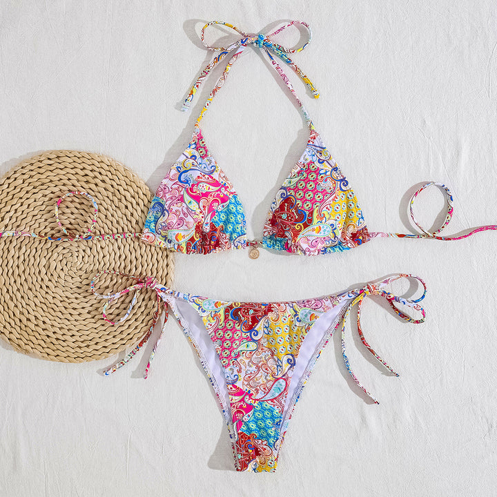 Damen Triangel-Bikini mit modischem Bindeband und strapazierfähigem Stoff Echo Archiv