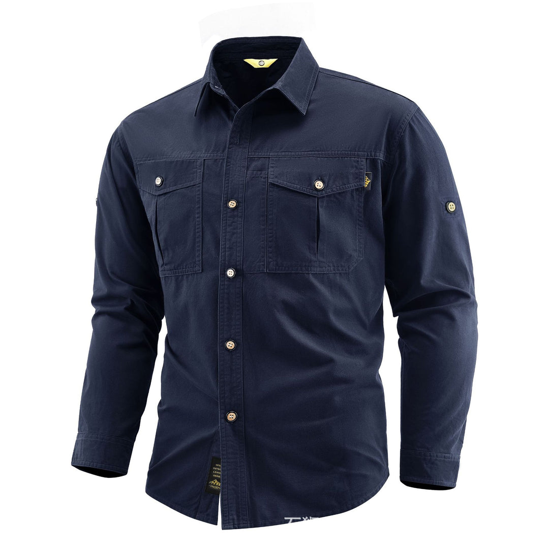 Herren Canvas-Overshirt im Field‑Style mit Brustklappen und durchgehender Knopfleiste Echo Archiv