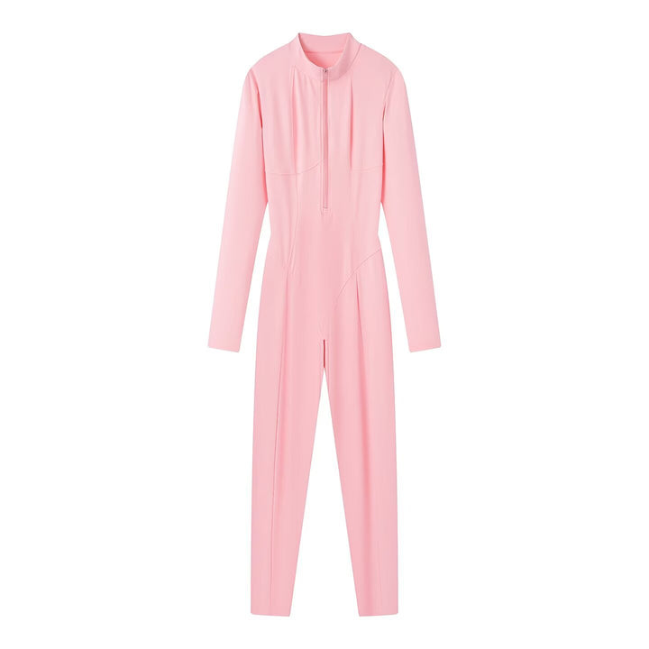 Damen Slim-Fit einteiliger Catsuit mit Reißverschluss und hohem Kragen Echo Archiv