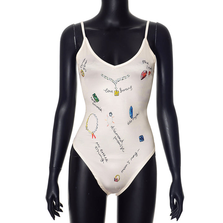 Damen Einteiler Badeanzug mit kreativen Schmuck-Prints Echo Archiv