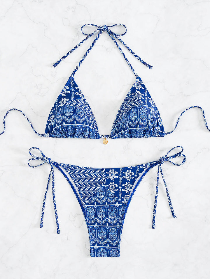 Damen Triangel-Bikini mit verspieltem Palmenmuster Echo Archiv