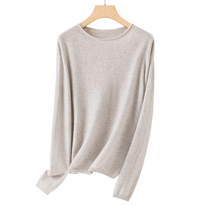 Damen Feiner ultraleichter Rundhalspullover aus Mikrofaser-Feinstrick mit minimalistischer Silhouette Echoarchiv