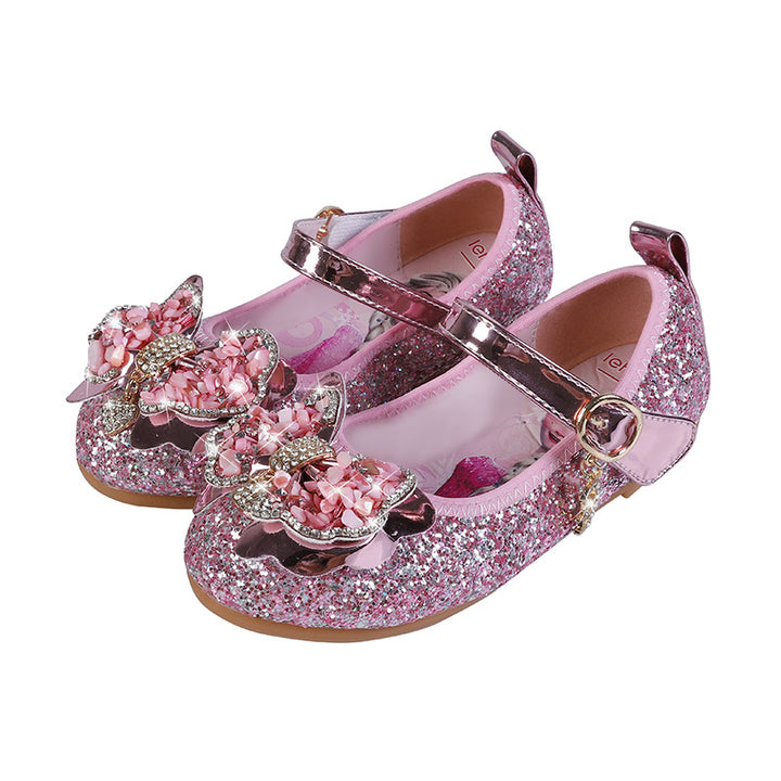 Mädchen Glitzernde Ballerinas mit dekorativer Blumenapplikation Echo Archiv