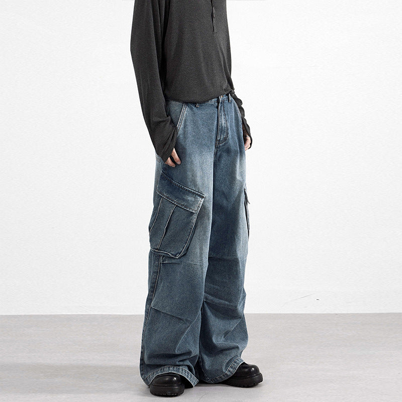 Herren Extraweite Paneel-Denim-Cargohose im weiten Baggy-Cut mit Kniepaneelen Echo Archiv