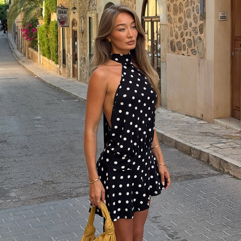 Damen luftiges Spitzenkleid mit Halterneck und punktuellem Muster Echo Archiv