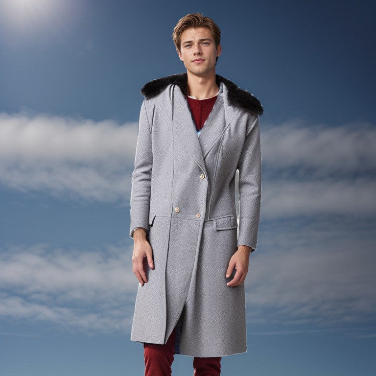 Herren eleganter Langmantel mit luxuriösem Fellkragen Echoarchiv