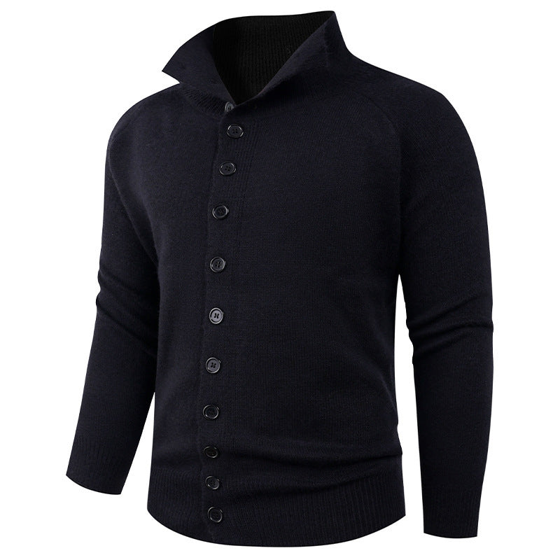 Herren Strickpullover mit hohem Kragen und Knopfverschluss Echoarchiv
