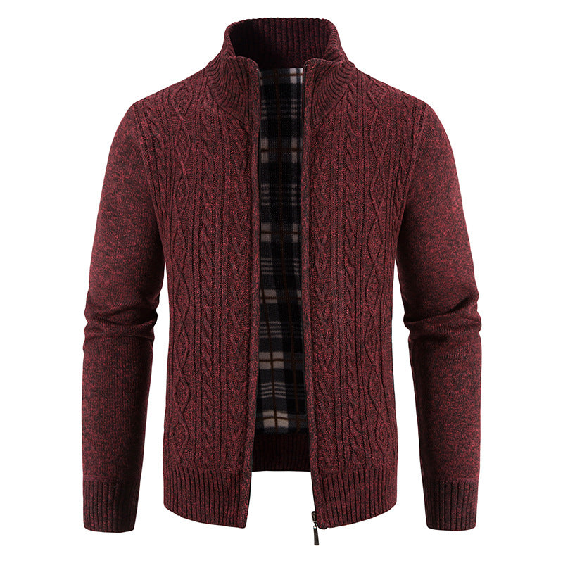Herren Strickjacke mit hochschließendem Kragen und strukturiertem Design Echoarchiv
