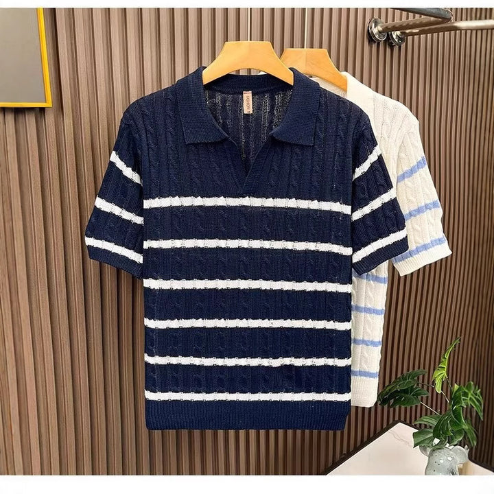 Herren Kurzarm-Pullover mit strukturierter Strickweise Echo Archiv