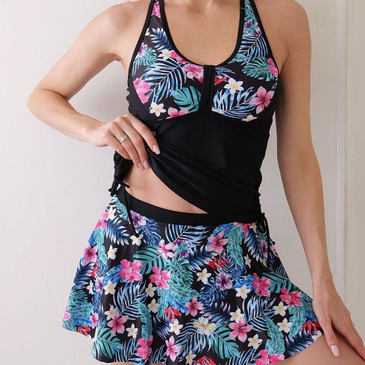 Damen Tankini mit floralem Oberteil und elegantem Rock Echo Archiv