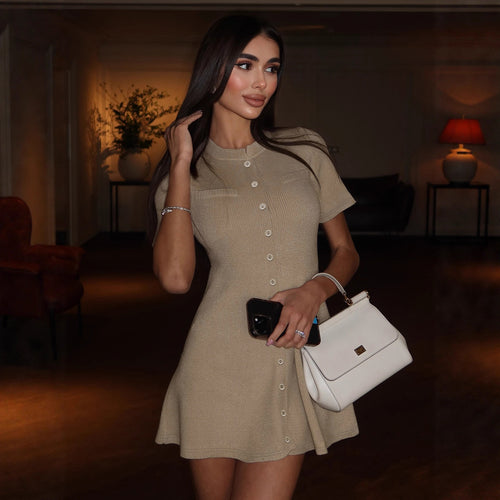Damen knielanges, elegantes Shirtkleid mit Knopfleiste Echo Archiv