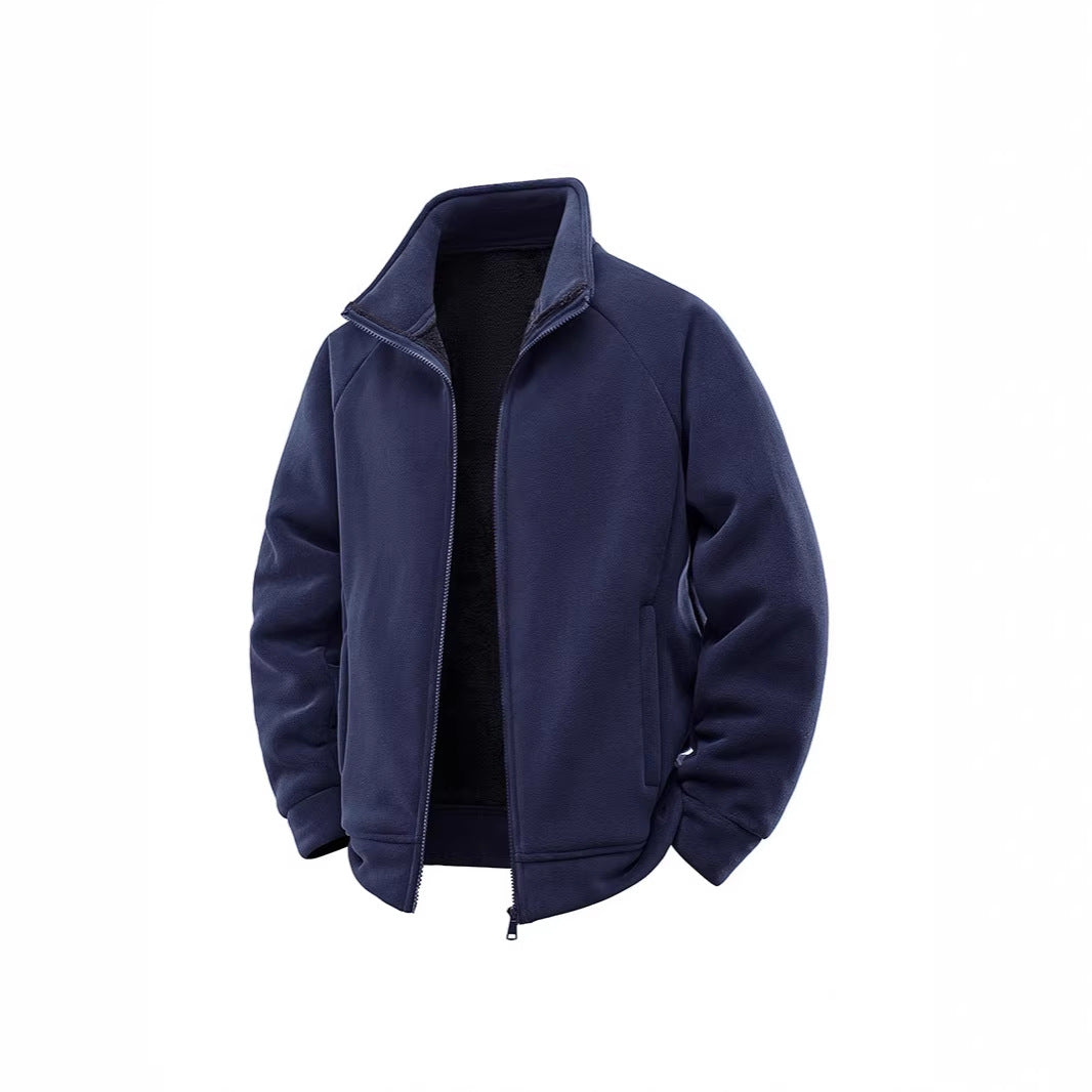 Herren Fleece-Thermojacke mit doppellagigem Teddy-Innenfutter und hohem Stehkragen Echo Archiv