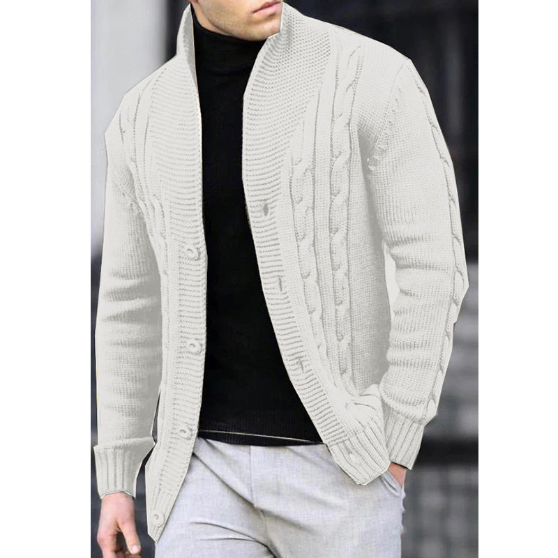 Herren Grobstrick-Cardigan mit Zopfmuster und schickem Revers Echoarchiv