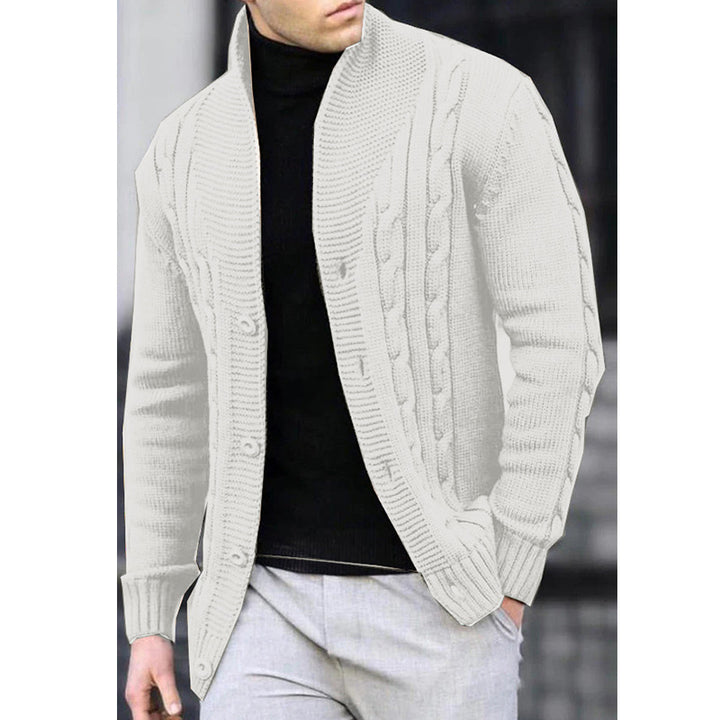 Herren Grobstrick-Cardigan mit Zopfmuster und schickem Revers Echoarchiv