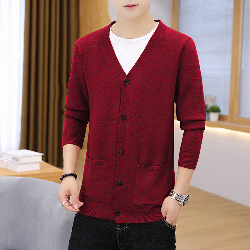 Herren eleganter leichter Strickcardigan mit Taschen Echoarchiv