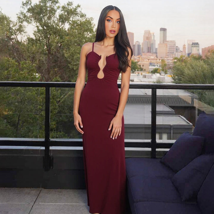 Damen Elegantes Maxikleid mit einzigartigem Schlüsselloch-Ausschnitt und figurschmeichelndem Schnitt Echo Archiv