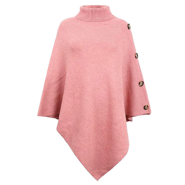 Damen nan asymmetrischer Strickponcho mit Rollkragen und dekorativer Knopfleiste Echo Archiv