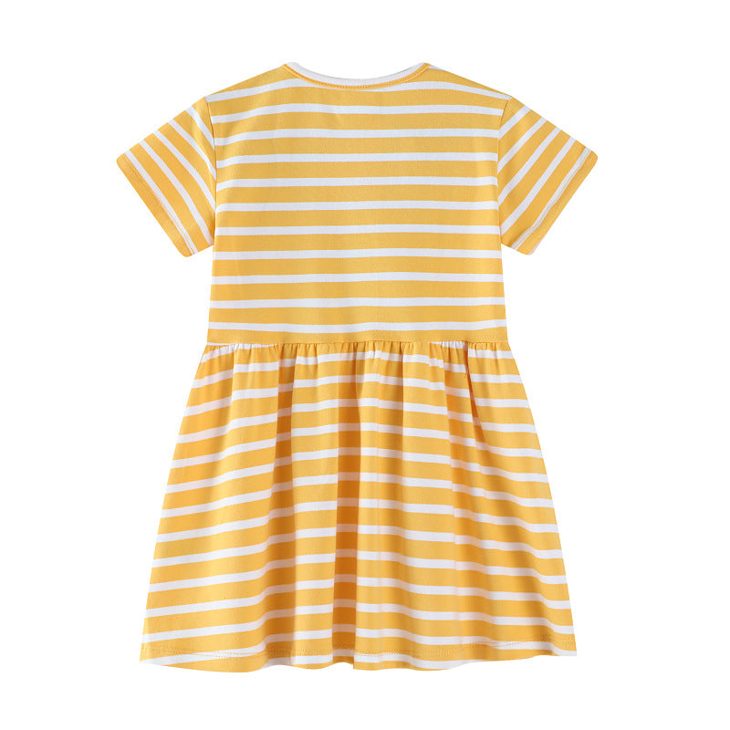 Mädchen Freizeitkleid mit gestreiftem Design und niedlichen Hasenapplikationen Echo Archiv