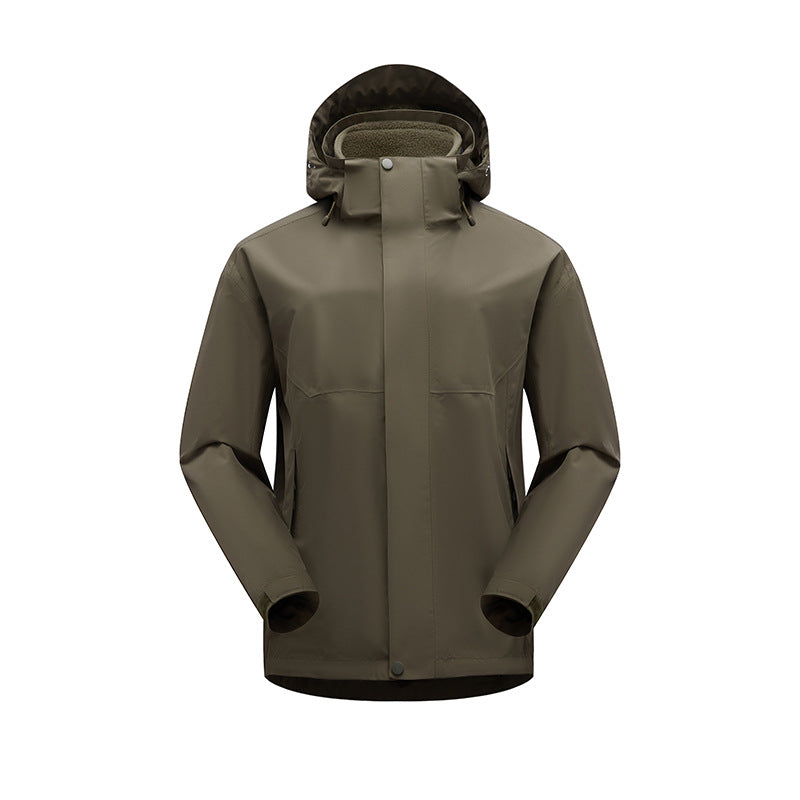 Unisex wasserdichte atmungsaktive Regenjacke mit Kapuze und Fleece-Futter – Taviero
