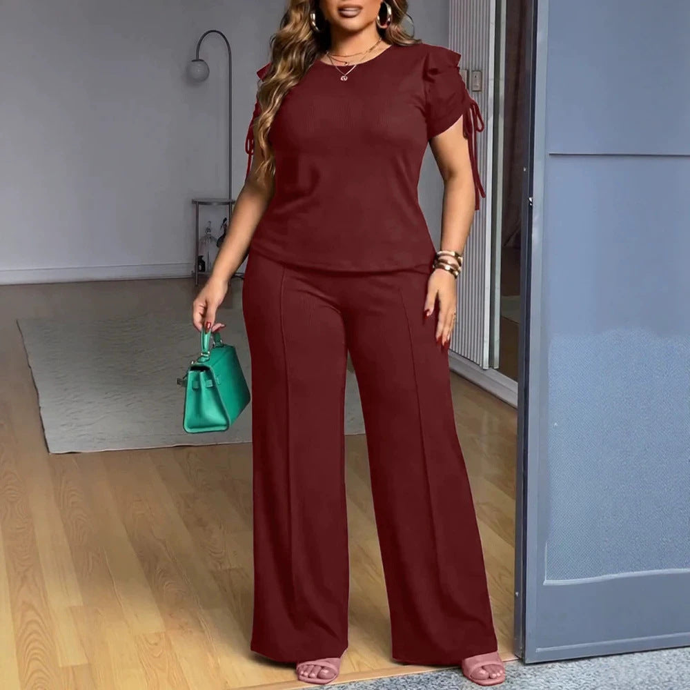 Damen Elegantes Freizeit-Anzugset mit Rüschendetails und weitem Schnitt Echo Archiv