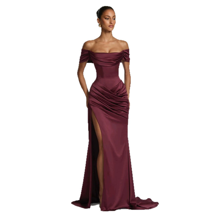 Damen Elegantes Off-Shoulder-Maxikleid mit seitlichem Schlitz Echo Archiv