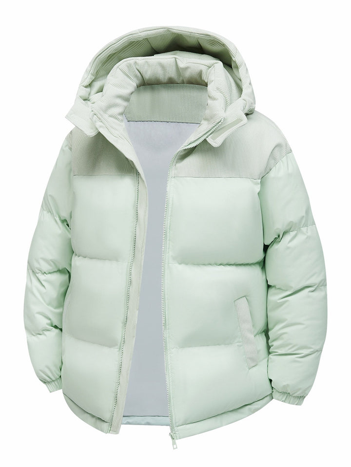 Herren Wattierte Steppjacke mit Cordbesatz, hohem Kragen & Thermofutter Echoarchiv
