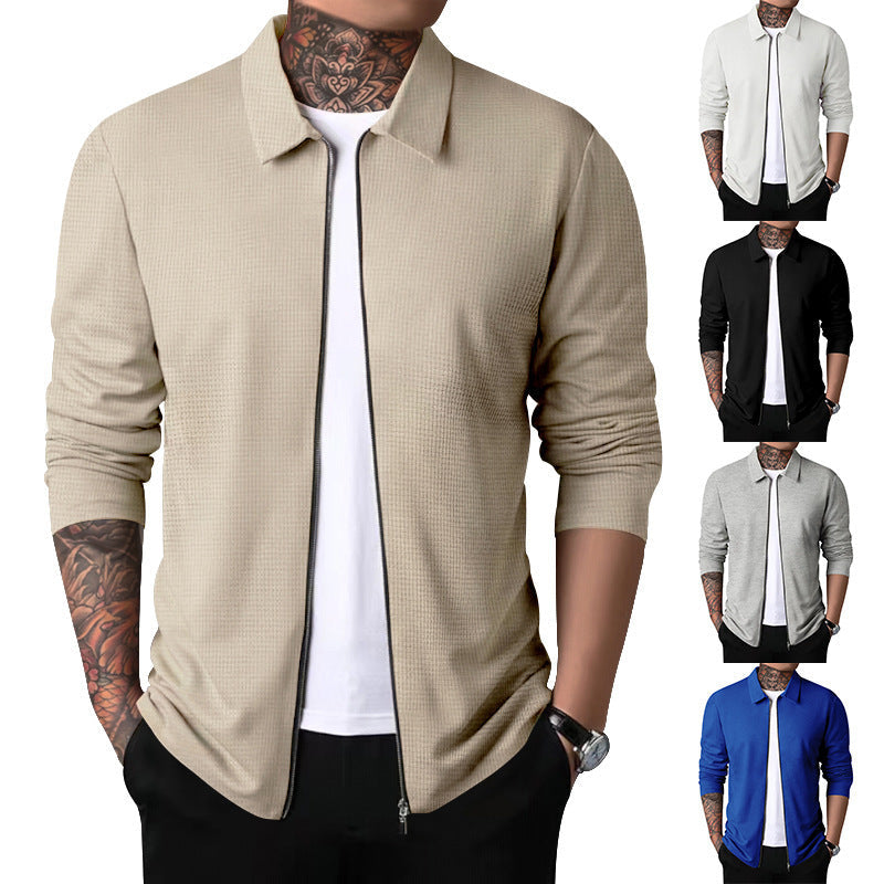 Herren Freizeitjacke mit durchgehendem Reißverschluss und strukturiertem Gewebe Echoarchiv