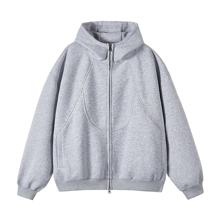 Unisex Oversize-Kapuzen-Sweatjacke mit hohem Stehkragen und durchgehendem Reißverschluss Echo Archiv
