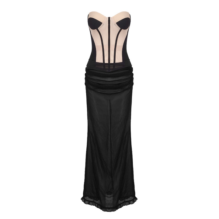Damen Elegantes Maxikleid mit trägerlosem Design und raffinierten Schlitzdetails Echo Archiv